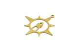 Brass Round Charm, 12 Raw Brass Lighthouse Patterned Round Charms With 1 Loop, Findings (30.5x29x0.60mm) A6556