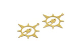 Brass Round Charm, 12 Raw Brass Lighthouse Patterned Round Charms With 1 Loop, Findings (30.5x29x0.60mm) A6556