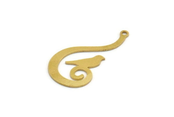 Brass Bird Charm, 12 Raw Brass Bird Shaped Charms With 1 Loop (29x15x0.60mm) A6552