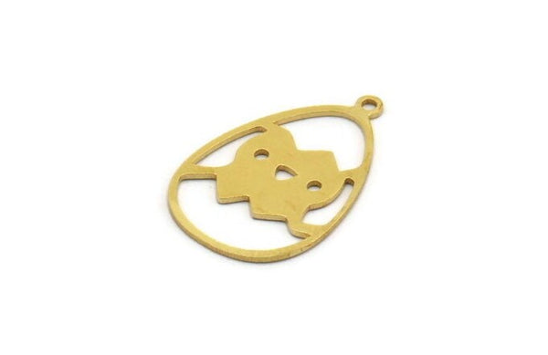 Brass Drop Charm, 12 Raw Brass Drop Charms With 1 Loop, Earrings, Findings (25x16x0.60mm) A6616