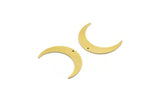 Brass Moon Charm, 12 Raw Brass Crescent Moon Charms With 1 Hole (28.5x6x0.80mm) A6793