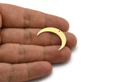 Brass Moon Charm, 12 Raw Brass Crescent Moon Charms With 1 Hole (28.5x6x0.80mm) A6793