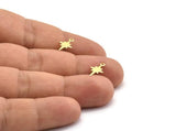 Brass Pole Star Earring, 12 Raw Brass, Brass Earrings, Brass Pole Star Stud Earrings With 1 Loop (13x8x0.40mm) A0819 A6667