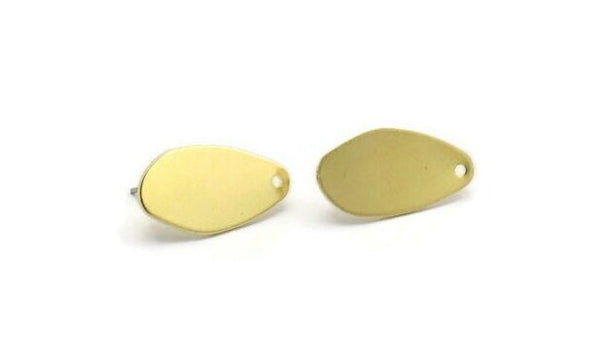 Brass Irregular Earring, 4 Raw Brass Irregular Shaped Stud Earrings With 1 Hole (20x11x0.80mm) M03261 A6678