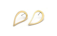 Drop Brass Earring, 4 Raw Brass Drop Stud Earrings (33x16x1mm) Bs 1344 A6682