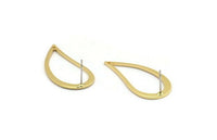 Drop Brass Earring, 4 Raw Brass Drop Stud Earrings (33x16x1mm) Bs 1344 A6682