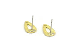 Brass Drop Earring, 12 Raw Brass Drop Stud Earrings With 1 Hole (15x8x0.80mm) M01386 A6661