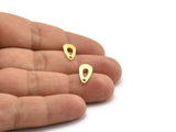 Brass Drop Earring, 12 Raw Brass Drop Stud Earrings With 1 Hole (15x8x0.80mm) M01386 A6661