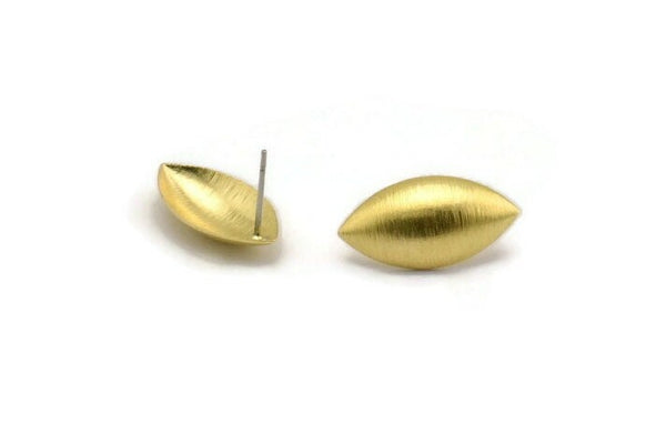 Brass Marquise Earring, 8 Raw Brass Marquise Shell Stud Earrings, Findings (21x11mm) D941 A6662