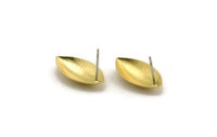 Brass Marquise Earring, 8 Raw Brass Marquise Shell Stud Earrings, Findings (21x11mm) D941 A6662