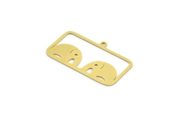 Brass Elephant Charm, 8 Raw Brass Elephant Shaped Charms With 1 Loop (18x30.5x0.60mm) A6663