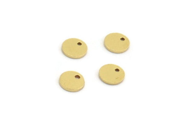Brass Stamping Tag, 100 Raw Brass Round Charms With 1 Hole (6x0.80mm) A6673