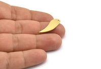 Brass Tooth Charm, 12 Raw Brass Tooth Shaped Charms With 1 Hole, Findings (25x9x0.80mm) A6689