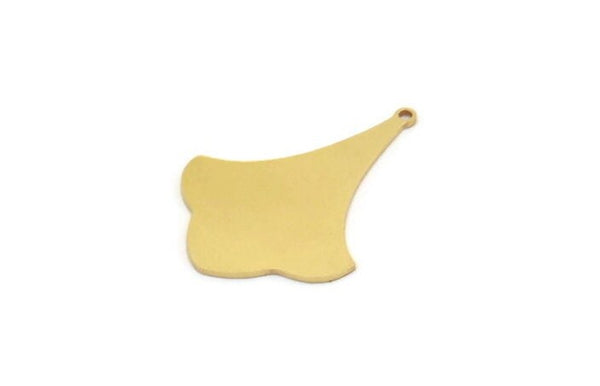 Brass Leaf Charm, 6 Raw Brass Ginkgo Leaf Charms With 1 Loop, Charm Pendants (33.5x24x0.80mm) A6691