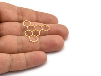 Brass Hexagon Charm, 6 Raw Brass Hexagon Shaped Charms, Earring Findings, Geometric Charms (28x27x0.80mm) A6695