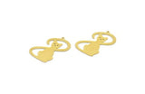 Brass Cat Charm, 6 Raw Brass Cat Charms With 1 Loop (33x20x0.60mm) A6664