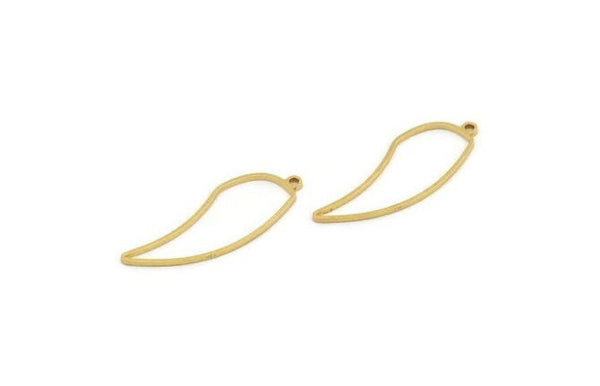 Brass Tooth Charm, 12 Raw Brass Tooth Shaped Charms With 1 Loop, Findings (29x11x0.80mm) A6694