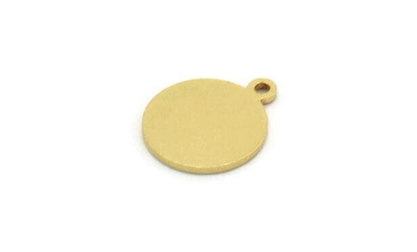 Brass Round Tag, 12 Raw Brass Round Charms With 1 Loop, Stamping Tag (14x12x1mm) A6670