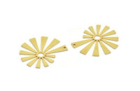 Brass Sun Charm, 4 Raw Brass Sun Charms With 1 Loop, Charm Pendants, Findings (32x27.5x0.80mm) A6687