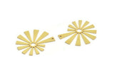 Brass Sun Charm, 4 Raw Brass Sun Charms With 1 Loop, Charm Pendants, Findings (32x27.5x0.80mm) A6687