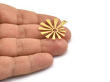 Brass Sun Charm, 4 Raw Brass Sun Charms With 1 Loop, Charm Pendants, Findings (32x27.5x0.80mm) A6687