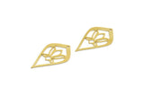 Brass Drop Charm, 12 Raw Brass Drop Charms With 1 Loop, Sun Charm (33x20x0.60mm) A6651