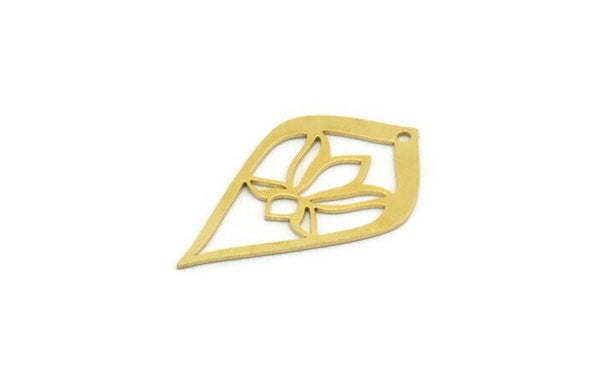 Brass Drop Charm, 12 Raw Brass Drop Charms With 1 Loop, Sun Charm (33x20x0.60mm) A6651