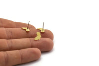 Brass Africa Earring, 12 Raw Brass African Continent Shaped Stud Earrings, Findings (10.5x7x0.80mm) A6773