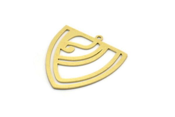 Brass Triangle Charm, 4 Raw Brass Triangle Shaped Charms With 1 Loop (29.5x27x0.60mm) A6746