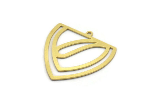 Brass Triangle Charm, 4 Raw Brass Triangle Shaped Charms With 1 Loop (28x27x0.60mm) A6737