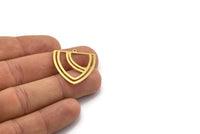 Brass Triangle Charm, 4 Raw Brass Triangle Shaped Charms With 1 Loop (28.5x27x0.60mm) A6753