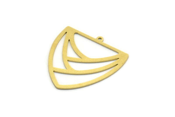 Brass Triangle Charm, 4 Raw Brass Triangle Shaped Charms With 1 Loop (28x26x0.60mm) A6740