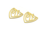 Brass Triangle Charm, 4 Raw Brass Triangle Shaped Charms With 1 Loop (28x27x0.60mm) A6738