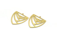 Brass Triangle Charm, 4 Raw Brass Triangle Shaped Charms With 1 Loop (28.5x26x0.60mm) A6741