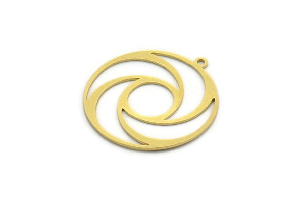 Brass Round Charm, 4 Raw Brass Round Shaped Charms With 1 Loop, Charm Pendants, Findings (28x26x0.60mm) A6760