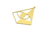 Brass Diamond Charm, 4 Raw Brass Eye Charms With 1 Loop, Pendant Findings (35x30x0.60mm) A6725