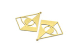 Brass Diamond Charm, 4 Raw Brass Eye Charms With 1 Loop, Pendant Findings (35x30x0.60mm) A6725