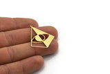 Brass Diamond Charm, 4 Raw Brass Eye Charms With 1 Loop, Pendant Findings (35x30x0.60mm) A6725