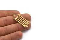Brass Fringed Charm, 6 Raw Brass Fringe Shaped Charms With 1 Loop (42x18x0.60mm) A6727