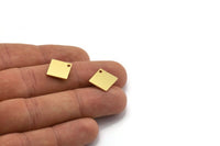 Brass Square Charm, 12 Raw Brass Square Shape Charms With 1 Hole, Geometric Findings (12x0.80mm) A6750