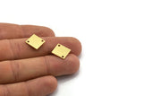 Brass Square Charm, 12 Raw Brass Square Shaped Charms With 2 Holes, Connectors (12x0.80mm) A6751
