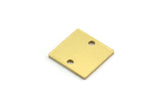 Brass Square Charm, 12 Raw Brass Square Shaped Charms With 2 Holes, Connectors (12x0.80mm) A6748