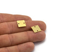 Brass Square Charm, 12 Raw Brass Square Shaped Charms With 2 Holes, Connectors (12x0.80mm) A6748