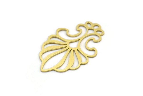 Brass Ethnic Charm, 4 Raw Brass Ethnic Motif Shaped Charms, Earring Charms (34x21x0.60mm) A6756