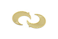 Brass Moon Charm, 4 Raw Brass Crescent Moon Charms With 1 Loop, Findings (36x12.5x0.60mm) A6764