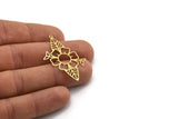 Brass Flower Charm, 4 Raw Brass Flower Charms With 1 Loop, Charm Pendants (42x28x0.60mm) A6758