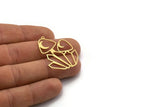 Brass Mushroom Charm, 4 Raw Brass Mushroom Charms With 1 Loop, Charm Pendants (37x29x0.60mm) A6745
