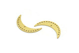 Brass Moon Charm, 8 Raw Brass Crescent Moon Charms With 16 Holes (30x7x0.80mm) A6801