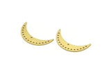 Brass Moon Charm, 8 Raw Brass Crescent Moon Charms With 16 Holes (30x7x0.80mm) A6801