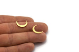 Brass Moon Blank, 50 Raw Brass Crescent Moon Blanks, Findings (16x3x0.80mm) A6775